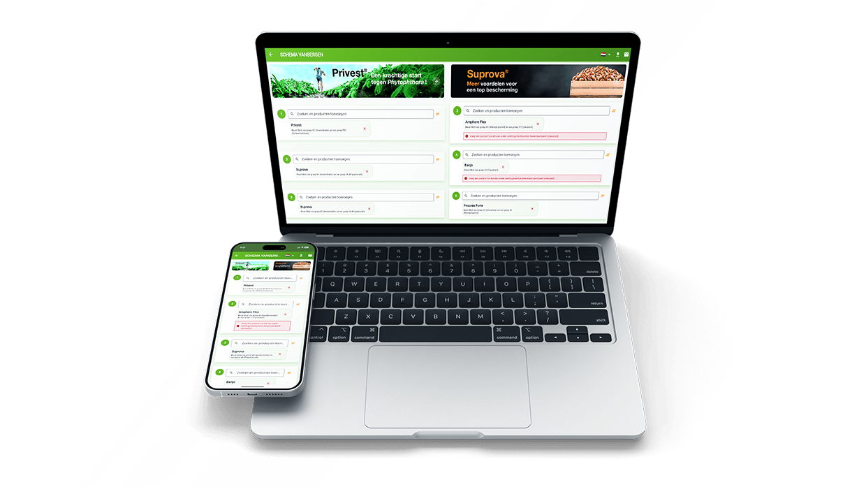 Screenshot of the spray schedule web application